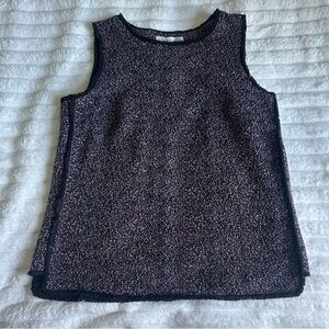 Dex The Suit Shop Black Speckled Sleeveless Office Attire Sleeveless Top